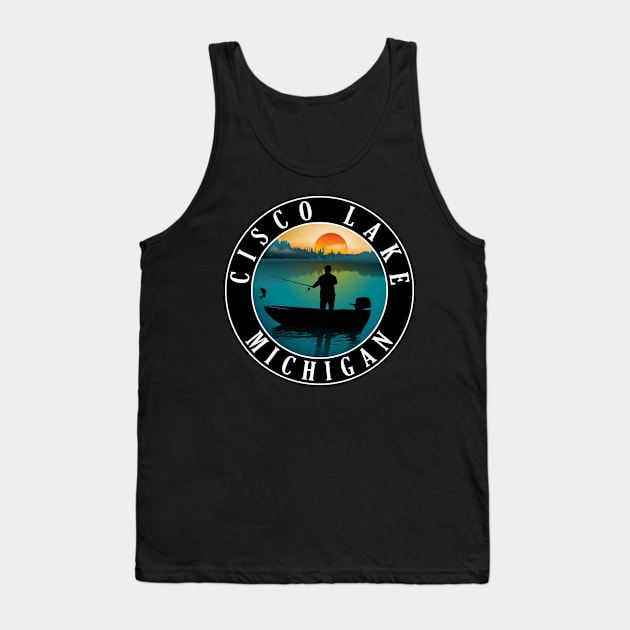 Cisco Lake Fishing Michigan Sunset Tank Top by BirdsEyeWorks